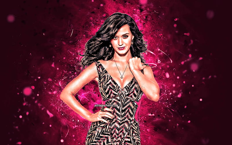 Katy Perry fan art, american celebrity, purple neon lights, Katheryn Elizabeth Hudson, american singer, superstars, Katy Perry, HD wallpaper