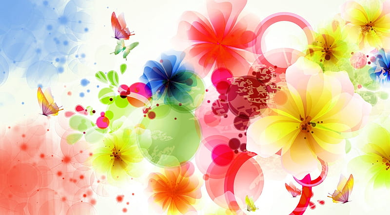 Vector flowers, flower, color, abstract, vector, HD wallpaper
