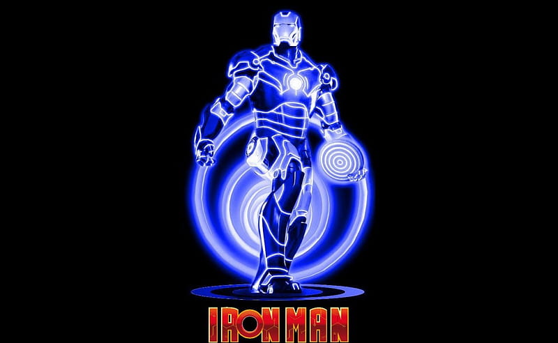 Iron Man, superhero, neon, marvel, ironman, HD wallpaper