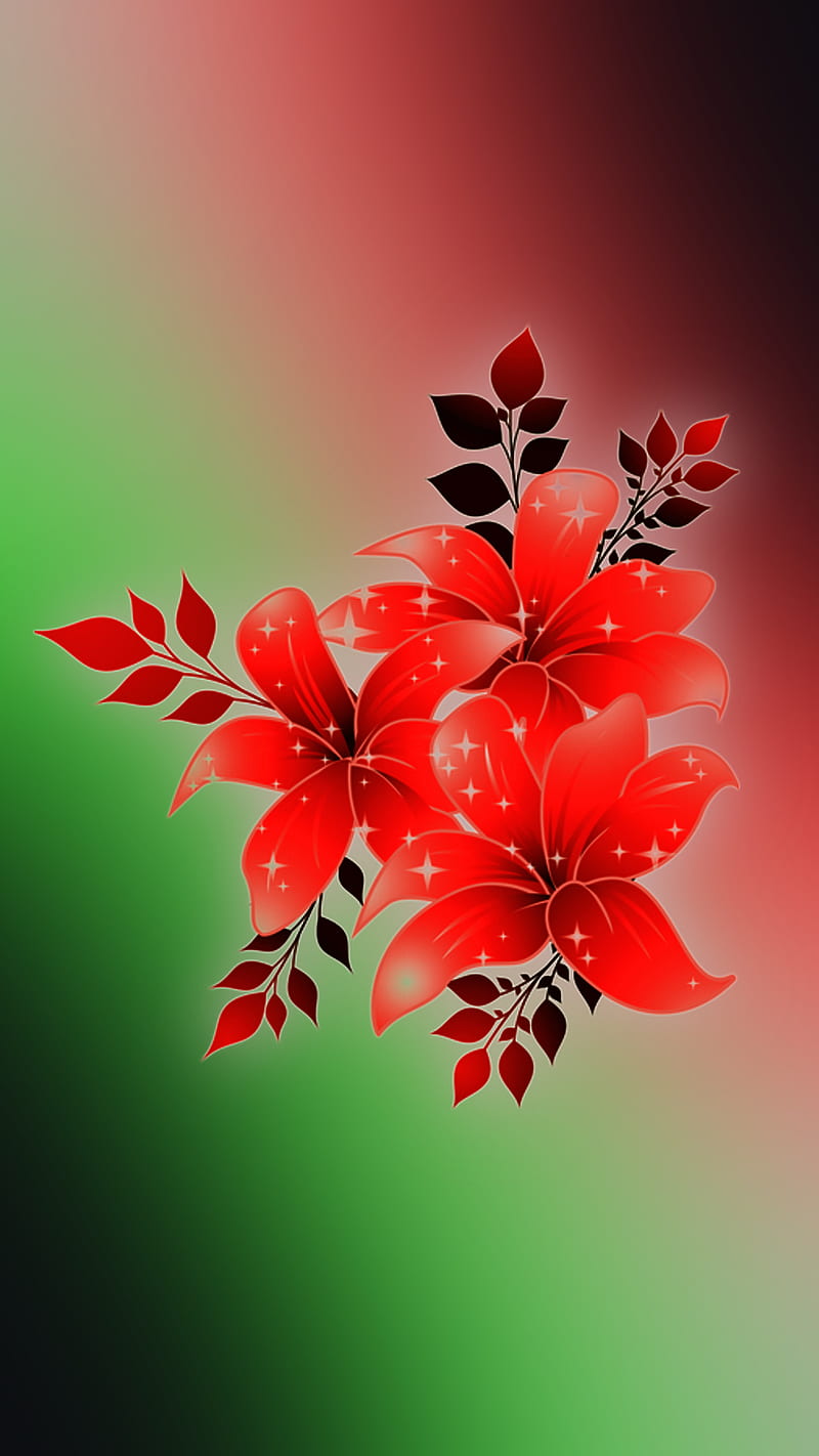 fleurs rouge, flowers, red, HD phone wallpaper