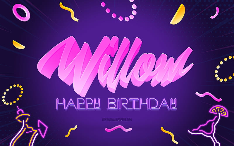 Happy Birtay Willow, Purple Party Background, Willow, creative art, Happy Willow birtay, Willow name, Willow Birtay, Birtay Party Background, HD wallpaper