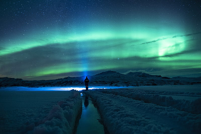 lonely, loneliness, northern lights, north, HD wallpaper