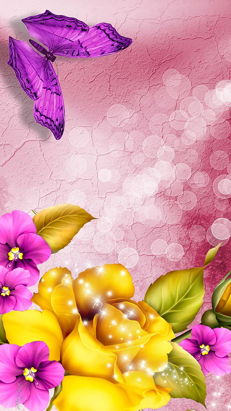Flowers, 3d, bubble, butterfly, desenho, flower, leaves, nature, HD phone  wallpaper | Peakpx