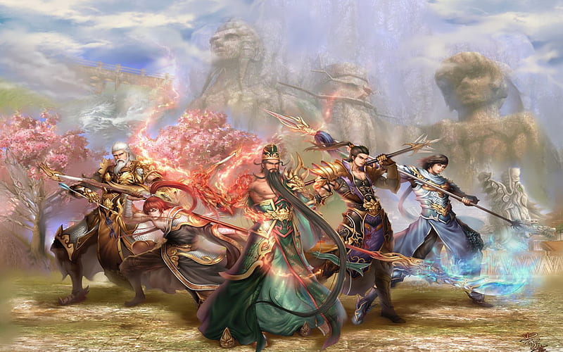 Dynasty Warriors, armor, weapons, five males, china, jademan, HD wallpaper