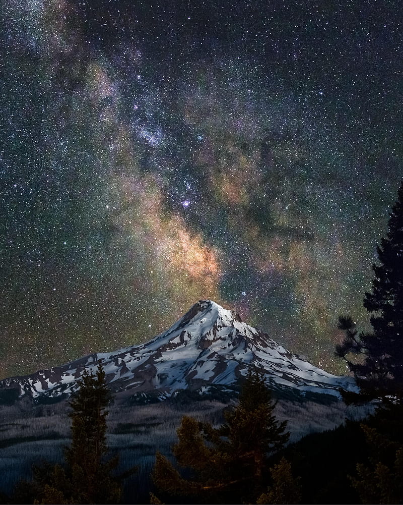 Point Break , earthporn, galaxy, mountain, plus, sky, snow, star, HD phone wallpaper