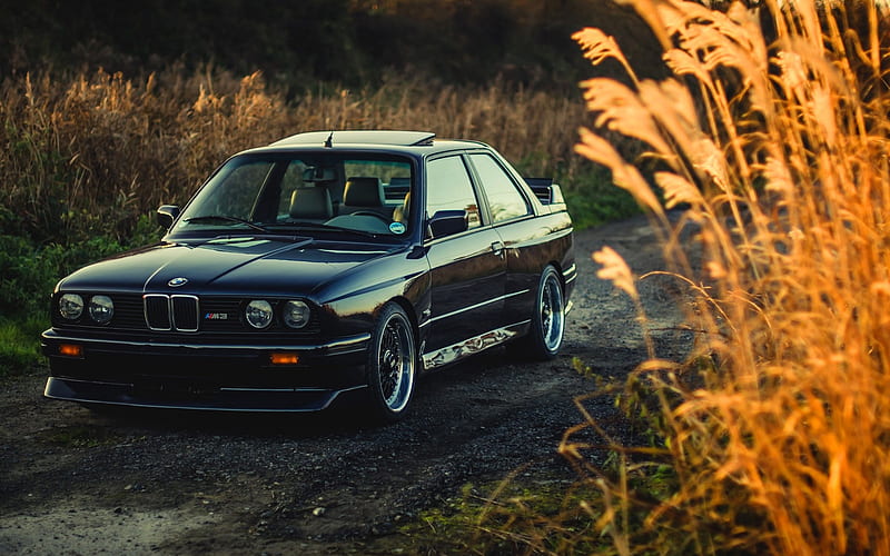 E30, BMW M3, offroad, tuning, stance, black M3, german cars, BMW, HD wallpaper