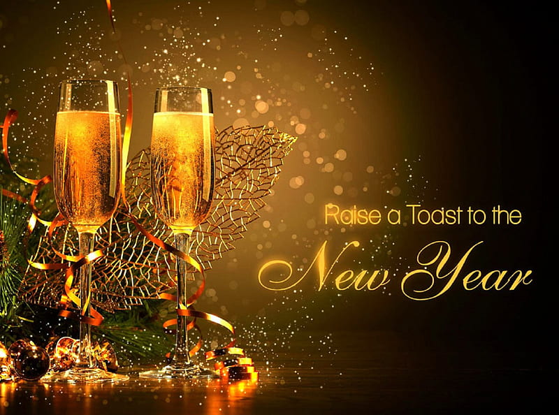 ★Raise a Toast to the New Year★, holidays, lovely, New Year, colors, love four seasons, bonito, cheer, creative pre-made, abstract, xmas and new year, greetings, champagne, celebrations, 2015, HD wallpaper