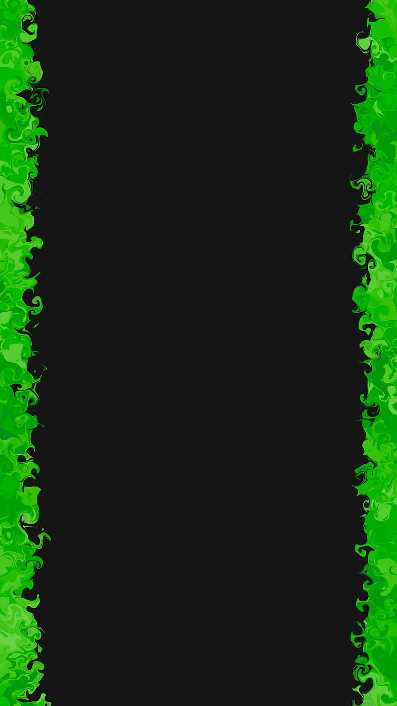 Green Fire Edges, FMYury, abstract, black, brushes, color, colorful, colors, element, gradient, layers, left, right, sides, toxic, HD phone wallpaper