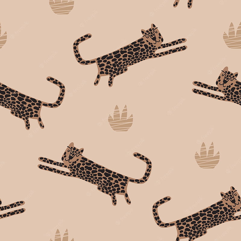 Premium Vector. Cute leopard seamless pattern brown jungle beige vector trendy design fabric, HD phone wallpaper