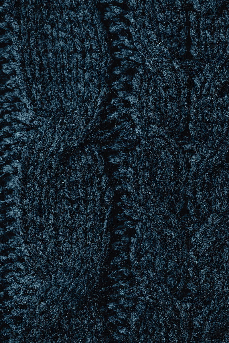 Black Knit Textile on Blue Textile, HD phone wallpaper