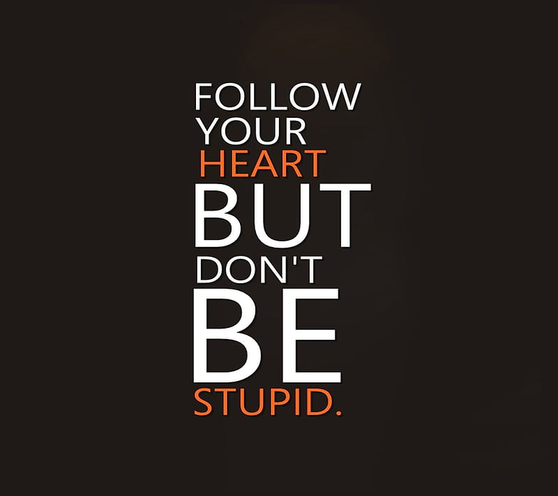 Follow Your Heart, be, but, dont, sayings, signs, stupid, HD wallpaper