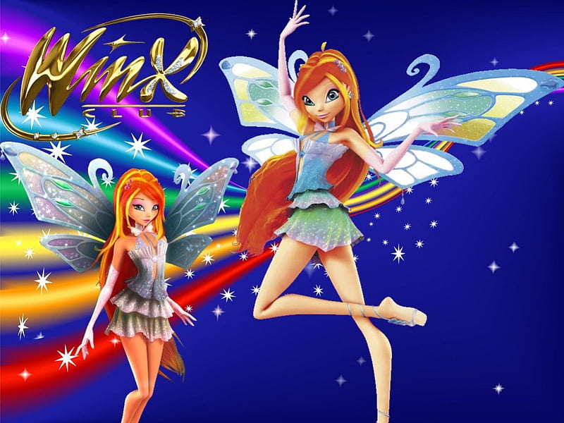 Bloom, pretty, dress, cg, sparks, bonito, wing, sweet, nice, fantasy, winx, anime, hot, beauty, anime girl, realistic, long hair, star, fairy, female, wings, lovely, gown, cartoon, sexy, abstract, cute, 3d, girl, winx club, winxclub, orange hair, HD wallpaper