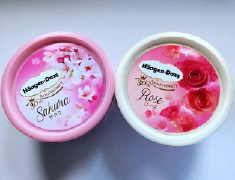 Yummy! ❀◕‿◕ Sakura & Rose Ice Cream ❀◠‿◠ Alas... Only sold in Japan :'(, sakura, ice cream, sweets, food, rose, yummy, pink, dessert, HD wallpaper
