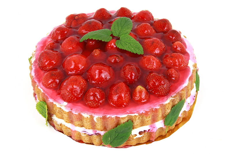 Strawberry cheese cake, strawberries, cake, cheese cake, food, HD wallpaper