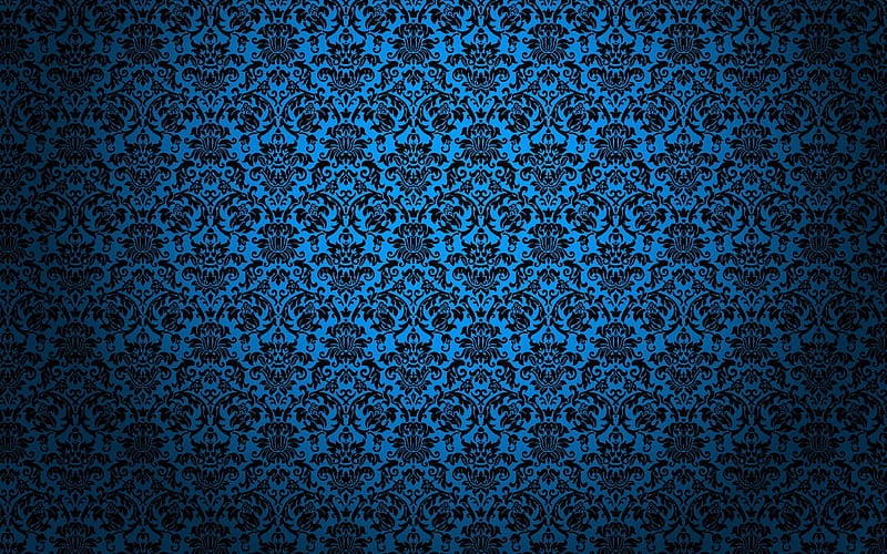 Blue vintage pattern, floral vintage texture, vintage blue background, ornaments texture, retro texture, HD wallpaper