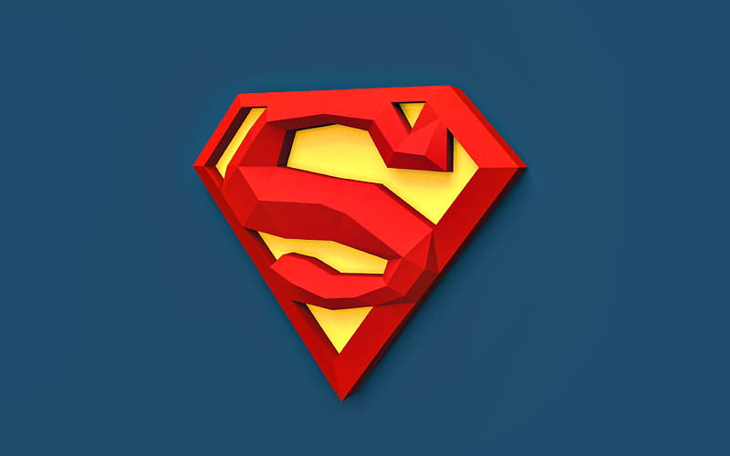 Superman 3D logo minimal, Superman logo, superheroes, blue backgrounds,  creative, HD wallpaper | Peakpx