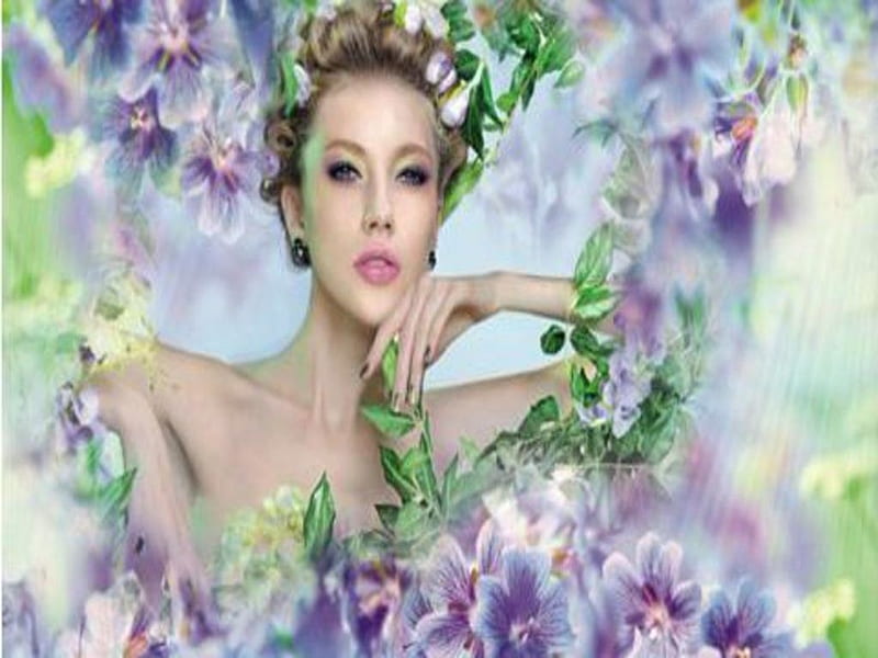 Pretty Woman, Woman, Wreath, Beauty, Flowers, HD wallpaper