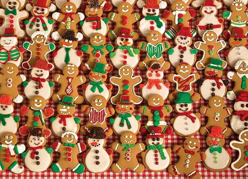 Gingerbread Man And Snowmen, Abstract, Snowman, graphy, Gingerbread, HD wallpaper