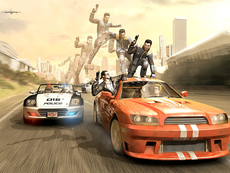 Road in Action, shooting, stunning, fighting, action, video game, pursuit force, adventure, gun, car, hero, police, attack, HD wallpaper