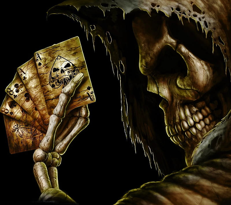 Skull, card, death, game, gothic, grim, reaper, HD wallpaper