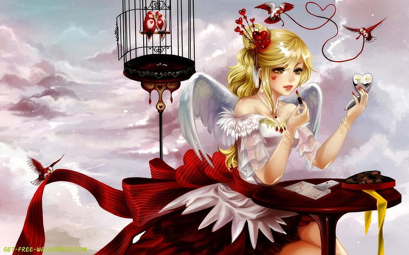 Anime Cupid, love, anime, cupid, fantasy, girl, wild, HD wallpaper
