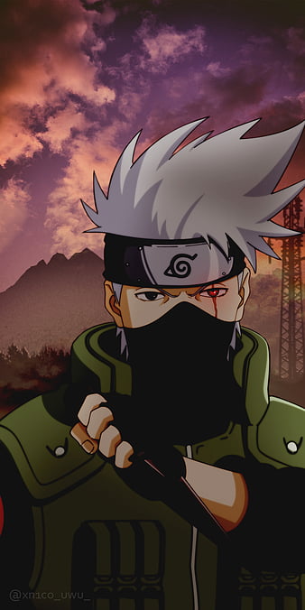 Kakashi, naruto, electric blue, HD phone wallpaper