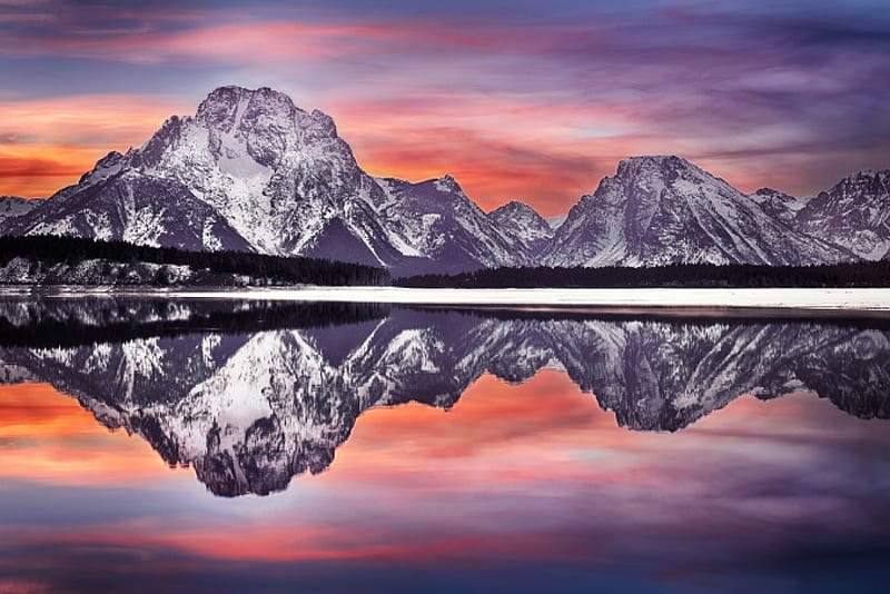 * Mount-Moran-reflection-Grand-Teton-National-Park *, mount, mountains, moran, nature, sky, lake, HD wallpaper