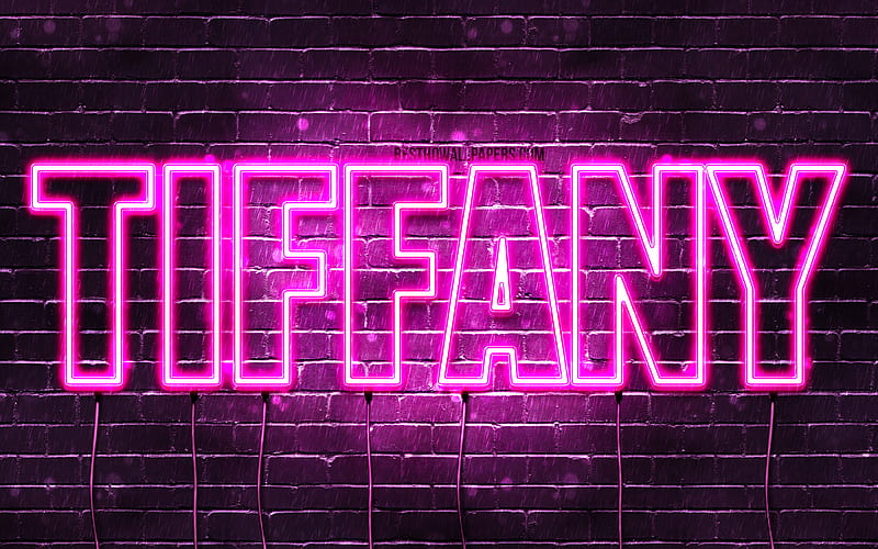 Tiffany with names, female names, Tiffany name, purple neon lights, horizontal text, with Tiffany name, HD wallpaper
