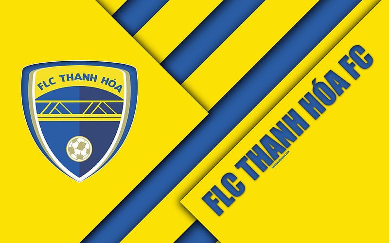 FLC Thanh Hoa FC material design, logo, yellow blue abstraction, Vietnamese football club, V-League 1, Thanh Hoa, Vietnam, football, HD wallpaper