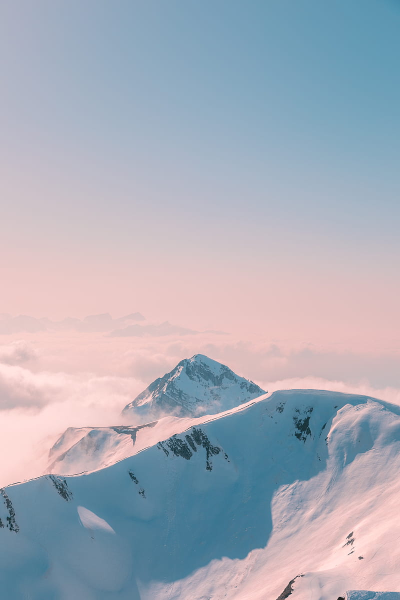 mountains, snow, winter, clouds, landscape, white, HD phone wallpaper