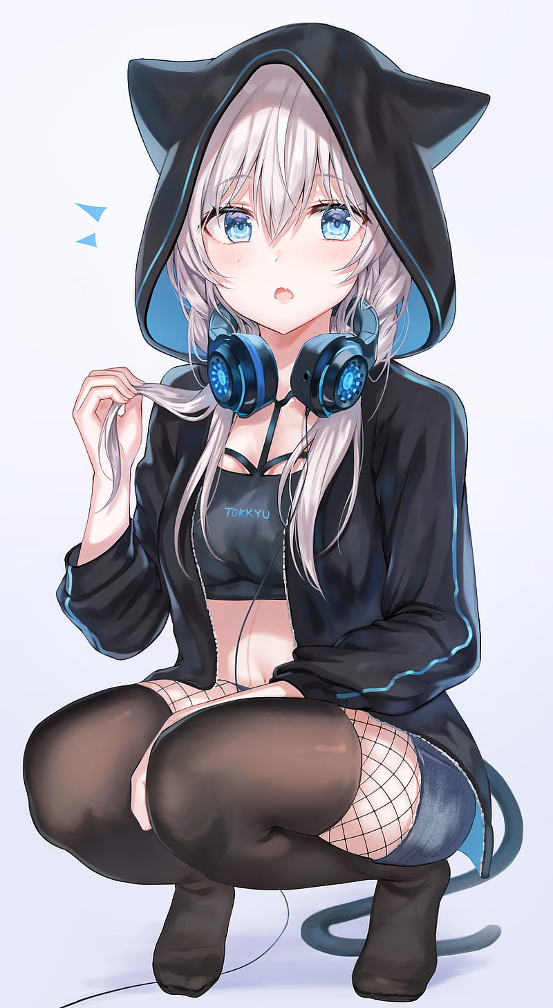 anime, anime girls, digital art, artwork, 2D, portrait, portrait display, vertical, headphones, Tokkyu (artista), HD phone wallpaper