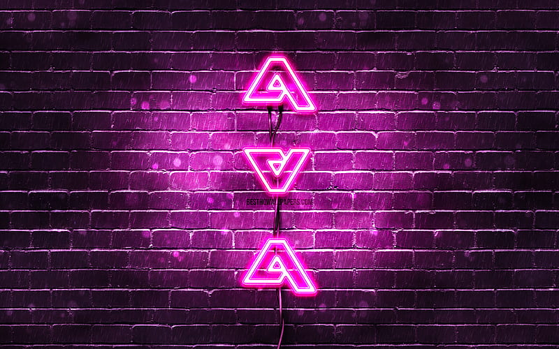Ava, vertical text, Ava name, with names, female names, purple neon lights, with Ava name, HD wallpaper