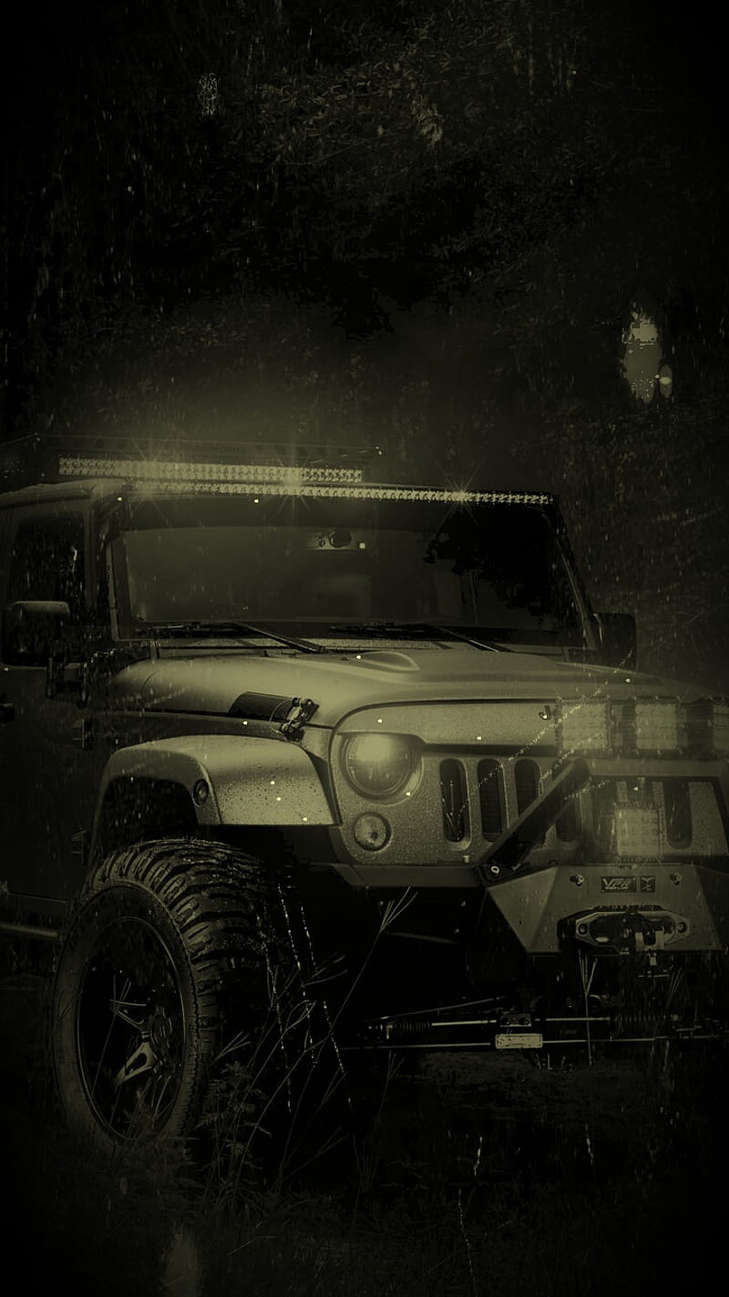 Jeep in Dark, forest, road, HD phone wallpaper | Peakpx
