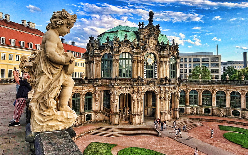 Zwinger and Old Masters Gallery, R, Dresden, summer, german cities, Europe, Germany, HD wallpaper | Peakpx