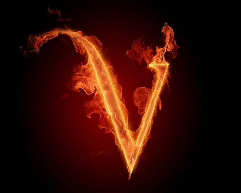 Alphabet V, abstract, fire, flame, galaxy letter, note, sign, word, HD wallpaper