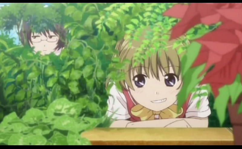 Hide N Seek Pretty Kashimashi Plant Sweet Nice Green Anime Bush Anime Girl Hd Wallpaper Peakpx
