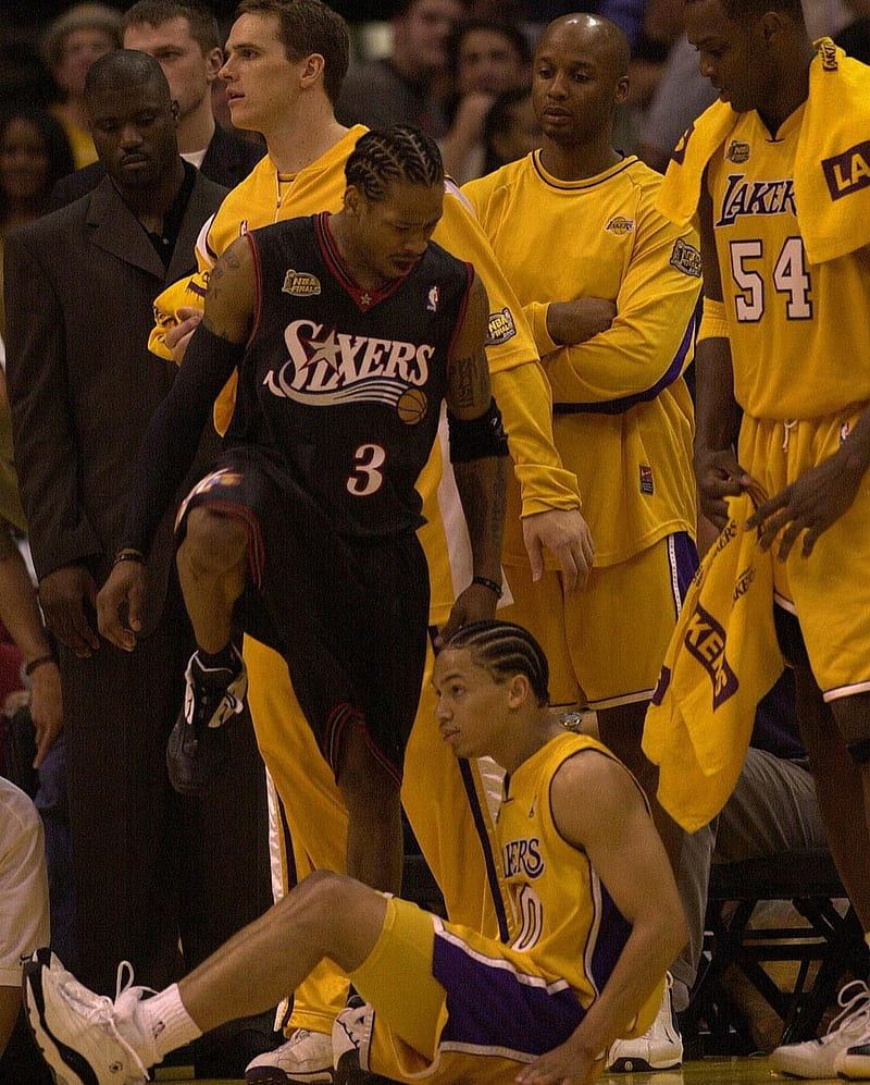 Download Allen Iverson With Lakers Players Wallpaper