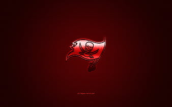 Tampa Bay Buccaneers, American football club, NFL, red logo, red carbon fiber background, american football, Tampa, Florida, USA, National Football League, Tampa Bay Buccaneers logo, HD wallpaper