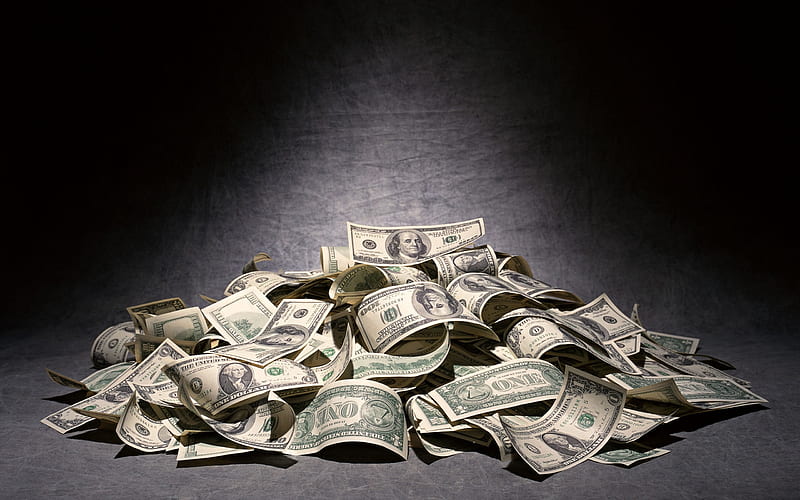 dollars, pile of money, darkness, creative, money, HD wallpaper