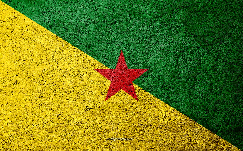 Flag of French Guiana, concrete texture, stone background, French Guiana flag, South America, French Guiana, flags on stone, HD wallpaper