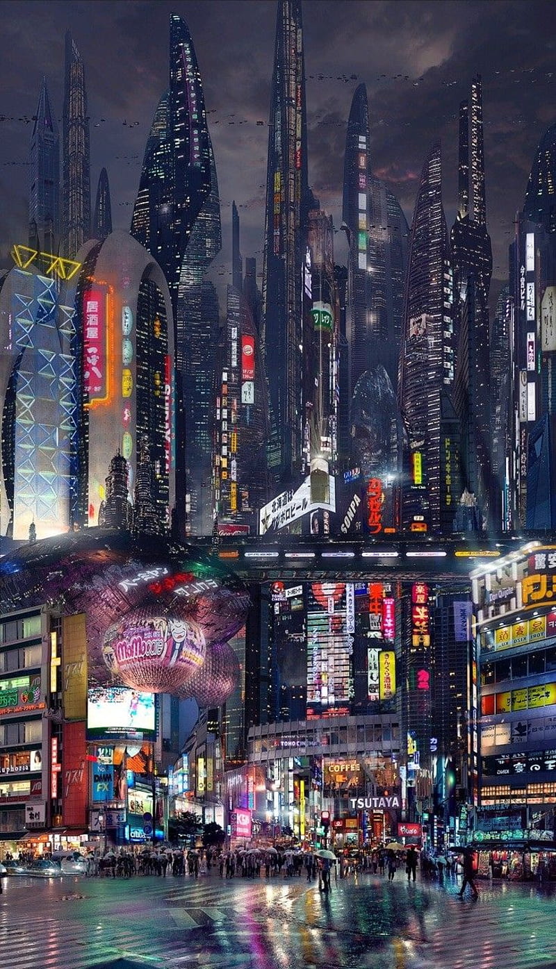 Downtown Cyberpunk 4K Wallpaper