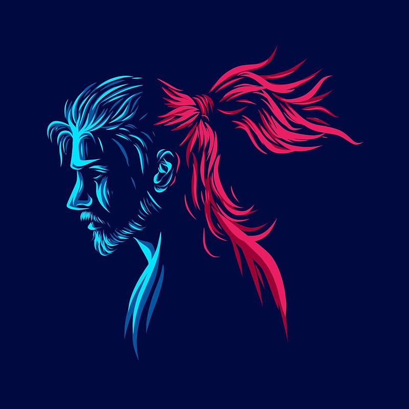 Samurai man hairstyle line pop art portrait colorful logo design with dark  background. Abstract vector illustration. 7922448 Vector Art at Vecteezy, HD  phone wallpaper | Peakpx