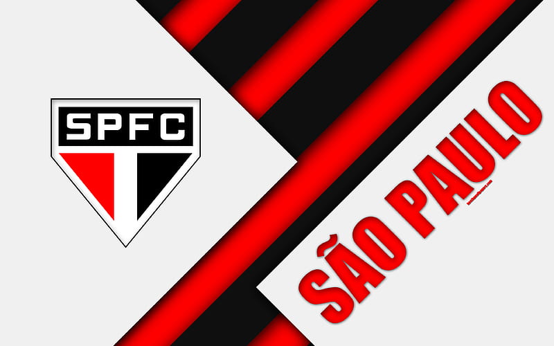São Paulo FC, Brazil material design, red white abstraction, Brazilian football club, Serie A, football, HD wallpaper