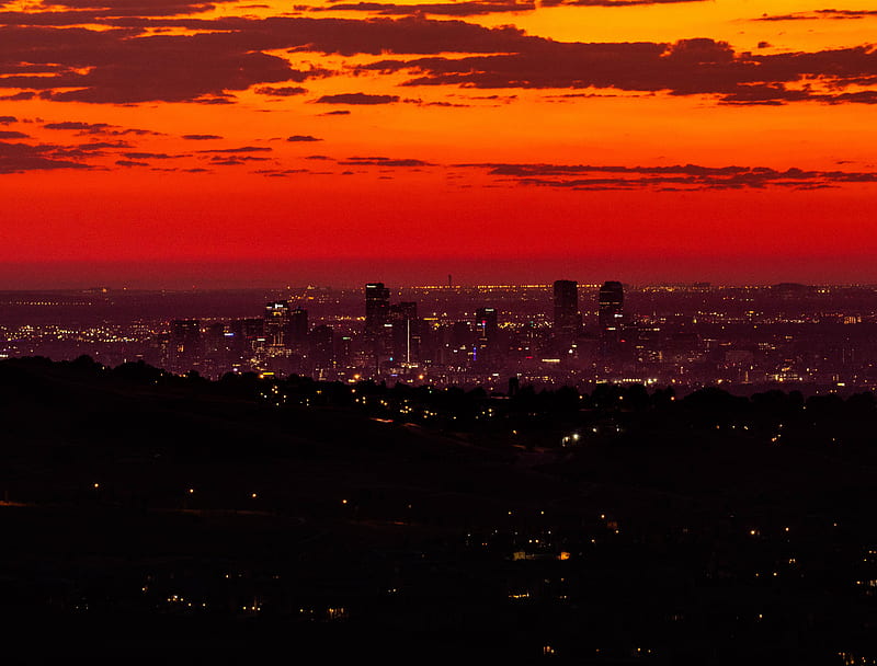 Denver From Red Rocks , city, graphy, sunset, evening, HD wallpaper