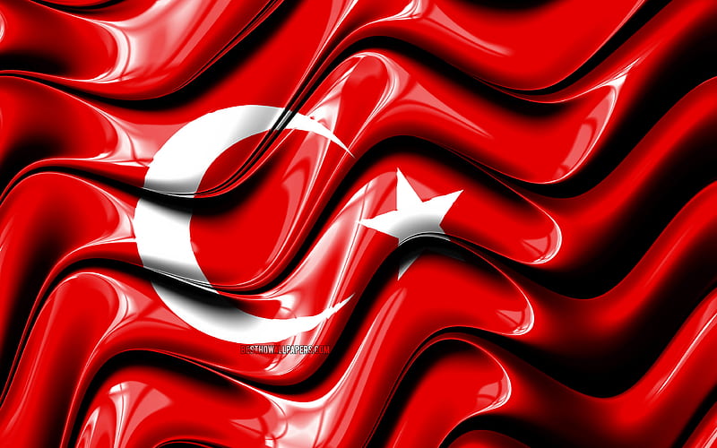 Turkish flag Europe, national symbols, Flag of Turkey, 3D art, Turkey, European countries, Turkey 3D flag, HD wallpaper