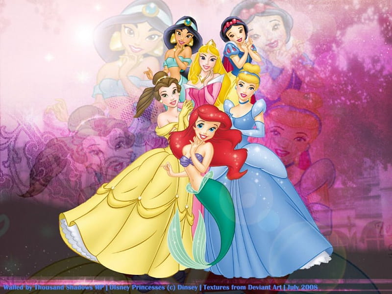 Disney Princesses, Belle, Ariel, Cinderella, Aurora, White, Snow, Jasmine, HD wallpaper