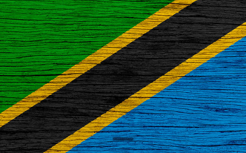 Flag of Tanzania Africa, wooden texture, Tanzanian flag, national symbols, Tanzania flag, art, Tanzania, HD wallpaper