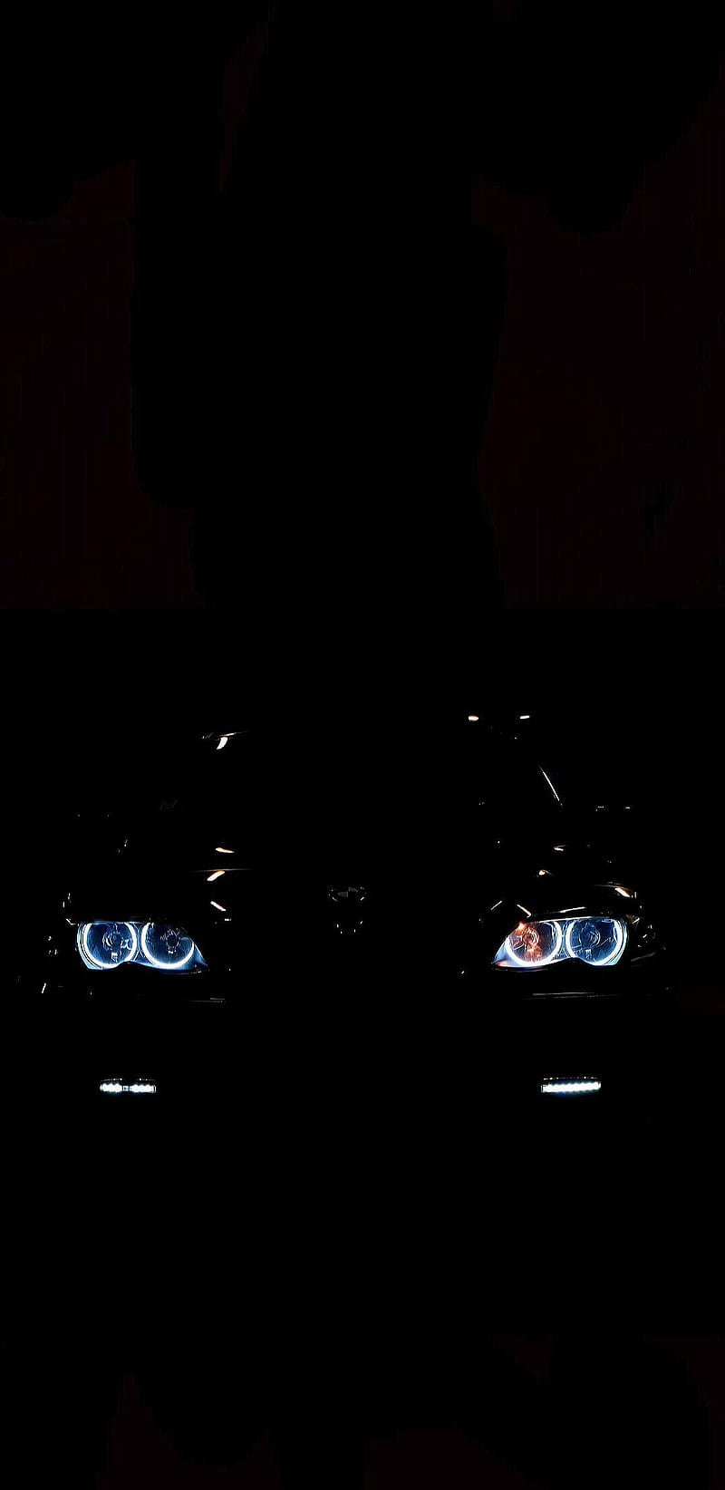 All mighty BMW, angel eyes, black, HD phone wallpaper