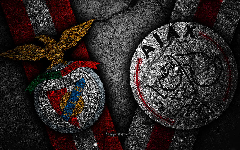Benfica vs Ajax, Champions League, Group Stage, Round 4, creative, Benfica FC, Ajax FC, black stone, HD wallpaper