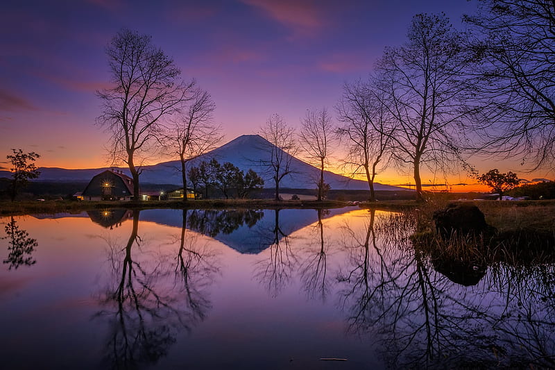 Volcanoes, Mount Fuji, House, japan, Lake, HD wallpaper